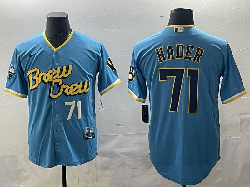 Men 2025 Milwaukee Brewers #71 Hader blue Nike MLB Jersey style 003->milwaukee brewers->MLB Jersey